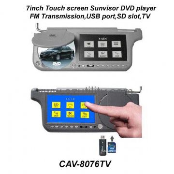 7Inch Touch Screen Sunvisor Dvd Player With Fm,Usb/Sd Slot,Tv